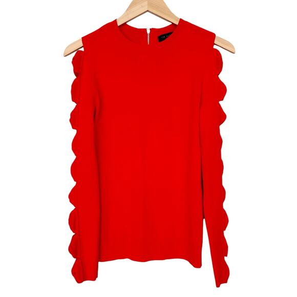 Ted Baker London Red Yonoh Long Sleeve Cut Out Blouse Sz 2 - Picture 1 of 7